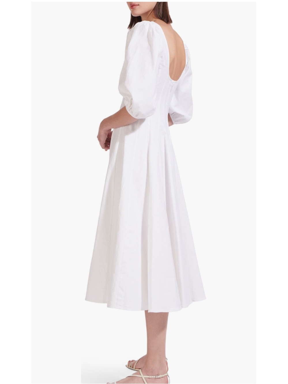 STAUD Swells Cotton Linen Midi Dress, NEW - Picture 3 of 16